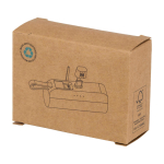 Batterie externe 2-en-1 en plastique recyclé avec support pliable couleur noir deuxième vue avec boîte