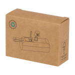 Batterie externe 2-en-1 en plastique recyclé avec support pliable couleur blanc deuxième vue avec boîte