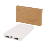 Powerbank en plastique recyclé avec indicateur LED 10 000 mAh couleur blanc