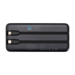 Powerbank en plastique recyclé avec 2 câbles intégrés 10 000 mAh couleur noir deuxième vue arrière