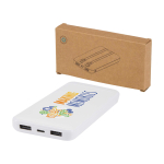 Powerbank en plastique recyclé avec 2 câbles intégrés 10 000 mAh couleur blanc
