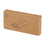 Powerbank en plastique recyclé avec 2 câbles intégrés 10 000 mAh couleur blanc deuxième vue avec boîte