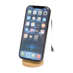 Support magnétique pliable pour téléphone avec base en bambou couleur blanc