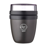Petite lunch box en plastique avec double compartiment 420 ml Mepal couleur noir vue avec impression sérigraphique