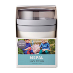 Petite lunch box en plastique avec double compartiment 420 ml Mepal couleur blanc deuxième vue avec boîte
