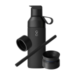 Bouteille avec un système de 3 bouchons modulables 500 ml Ocean Bottle couleur noir