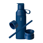 Bouteille avec un système de 3 bouchons modulables 500 ml Ocean Bottle couleur bleu marine