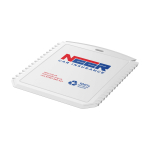 Grattoir à glace rectangulaire en plastique recyclé couleur blanc vue avec impression sérigraphique