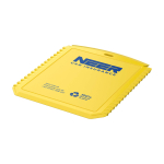 Grattoir à glace rectangulaire en plastique recyclé couleur jaune vue impression sérigraphique
