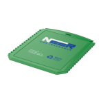 Grattoir à glace rectangulaire en plastique recyclé couleur vert vue avec impression sérigraphique