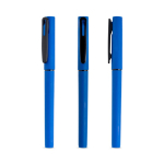 Roller recyclé corps gomme écriture douce encre noire couleur bleu roi