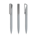 Stylo finition gomme avec clip métallique effet miroir encre noire