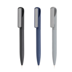 Stylo finition gomme avec clip métallique effet miroir encre noire vue plusieurs couleurs