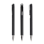 Stylo en aluminium rétractable avec détails argentés encre bleue couleur noir vue 11