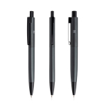 Stylo en aluminium rétractable avec détails argentés encre bleue