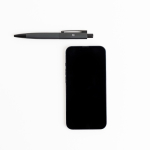 Stylo en aluminium rétractable avec détails argentés encre bleue vue 5