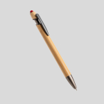 Stylo en bambou avec pointe tactile et détails métalliques encre bleue couleur rouge