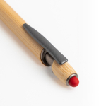 Stylo en bambou avec pointe tactile et détails métalliques encre bleue