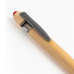 Stylo en bambou avec pointe tactile et détails métalliques encre bleue Vue 1