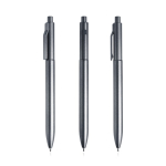 Stylo écologique avec clip intégré et relief à rayures encre noire couleur gris foncé