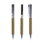 Stylo en acier inoxydable avec résidus de thé rotatif encre noire couleur argenté