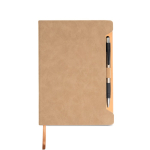 Carnet écologique avec support latéral pour stylo A5 pages lisses couleur beige vue 2
