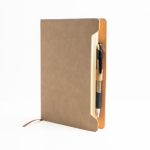 Carnet écologique avec support latéral pour stylo A5 pages lisses couleur beige vue 2