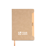 Carnet écologique avec support latéral pour stylo A5 pages lisses vue avec impression