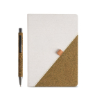 Carnet en coton recyclé avec stylo au thé vert A5 pages lisses couleur beige