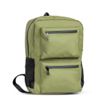 Sac à dos en cuir PU avec poches frontales et latérales en mesh 15,6’’ couleur vert olive Vue 1