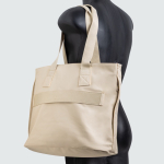 Sac en cuir synthétique avec poches cachées et sangle trolley 15,6’’ couleur beige vue 2