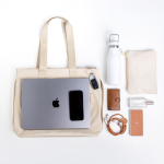 Sac en cuir synthétique avec poches cachées et sangle trolley 15,6’’ vue 2