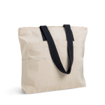 Sac en coton imprimé canvas avec fermeture et poignées 280 g/m² couleur noir Vue 1