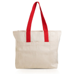 Sac en coton imprimé canvas avec fermeture et poignées 280 g/m² couleur rouge