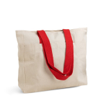 Sac en coton imprimé canvas avec fermeture et poignées 280 g/m² couleur rouge Vue 1