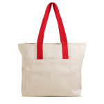 Sac en coton imprimé canvas avec fermeture et poignées 280 g/m² couleur rouge vue 3