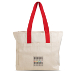 Sac en coton imprimé canvas avec fermeture et poignées 280 g/m² couleur rouge vue du logo imprimé