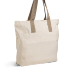 Sac en coton imprimé canvas avec fermeture et poignées 280 g/m² couleur kaki vue 2