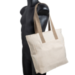 Sac en coton imprimé canvas avec fermeture et poignées 280 g/m² couleur kaki