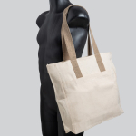 Sac en coton imprimé canvas avec fermeture et poignées 280 g/m² couleur kaki