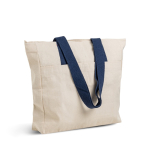 Sac en coton imprimé canvas avec fermeture et poignées 280 g/m² couleur bleu marine Vue 1