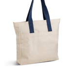 Sac en coton imprimé canvas avec fermeture et poignées 280 g/m² couleur bleu marine vue 2
