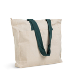 Sac en coton imprimé canvas avec fermeture et poignées 280 g/m² couleur vert foncé Vue 1
