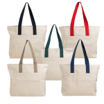 Sac en coton imprimé canvas avec fermeture et poignées 280 g/m² vue plusieurs couleurs