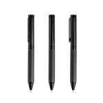 Set stylo et roller en acier et aluminium avec relief encre noire couleur noir Vue 1