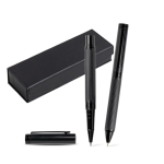 Set stylo et roller en acier et aluminium avec relief encre noire couleur noir vue 2