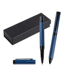 Set stylo et roller en acier et aluminium avec relief encre noire