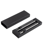 Set stylo et roller en aluminium design hexagonal encre noire couleur anthracite