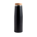 Gourde thermos en inox avec couvercle en bambou naturel 550ml couleur noir vue 11
