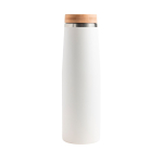 Gourde thermos en inox avec couvercle en bambou naturel 550ml couleur blanc